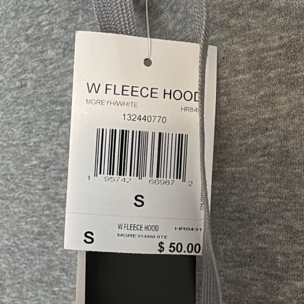 Adidas Women’s Heather Gray Fleece Hoodie - Picture 2 of 2